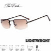 Picture of The Fresh Minimalist Small Rectangular Sunglasses Clear Eyewear Spring Hinge - Gift Box Package (202-Copper, Gradient Brown, 51)