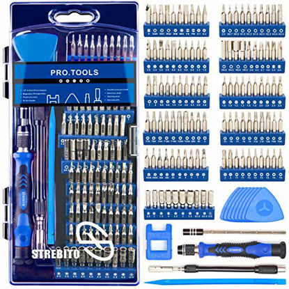 Picture of STREBITO Precision Screwdriver Sets 124 in 1 Magnetic Repair Kit with 110 Bits Electronics Tool Kit for Computer, PC, iPhone, Laptop, Cell Phone, MacBook, PS4, Nintendo, Xbox, Game Controller(Blue)