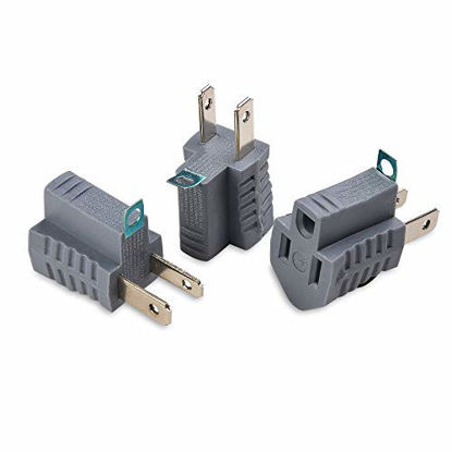 Picture of Cable Matters 3-Pack Polarized Grounding Adapter (3 Prong to 2 Prong Adapter) - Allows a 2 Prong Outlet to Accept 3 Prong Plugs