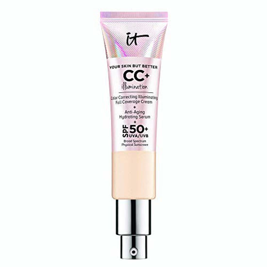 Picture of IT Cosmetics Your Skin But Better CC+ Cream Illumination, Light (W) - Color Correcting Cream, Full-Coverage Foundation, Anti-Aging Serum & SPF 50+ Sunscreen - Radiant Finish - 1.08 fl oz