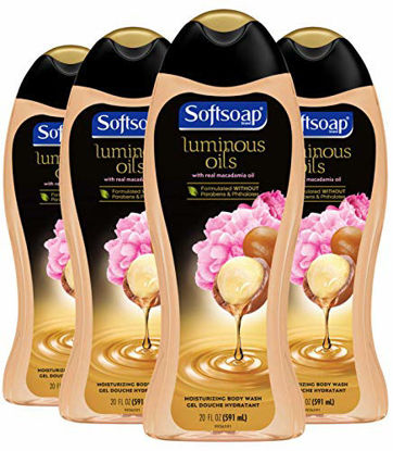 Picture of Softsoap Luminous Oils Moisturizing Body Wash Shower Gel, Macadamia Oil and Peony - 20 fluid ounce (4 Pack)