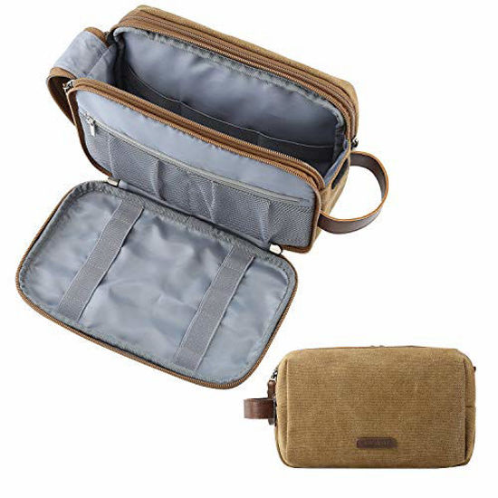 GetUSCart- Toiletry Bag for Men, BAGSMART Travel Shaving Dopp Kit Water-resistant  Toiletry Organizer for Travel Accessories, Khaki