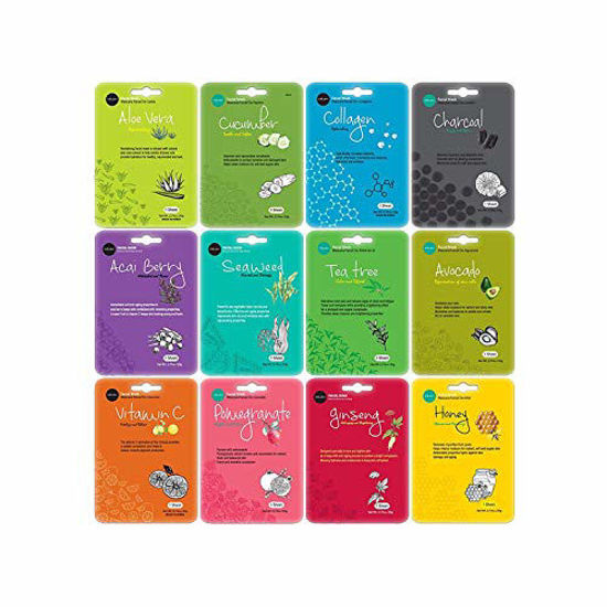 Picture of Celavi Essence Facial Face Mask Paper Sheet Korea Skin Care Moisturizing 12 Pack Classic