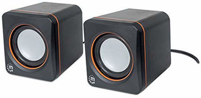Picture of Manhattan USB Powered Stereo Speaker System - with Volume Control & 3.5 mm Audio Plug to Connect to a Laptop, Notebook, Desktop, Computer - Black, 161435