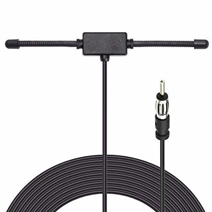 Picture of Bingfu Universal Car Stereo AM FM Dipole Antenna,Hidden Adhesive Mount AM FM Radio Antenna for Vehicle Car Truck SUV Radio Stereo Head Unit Receiver Tuner,10 feet Cable DIN Plug Connector