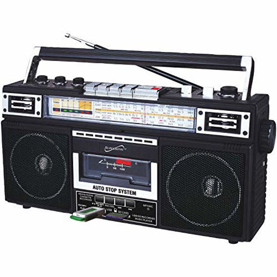 Picture of Supersonic SC-3201BT-BK Retro 4-Band Radio and Cassette Player with Bluetooth (Black)