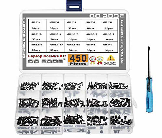 Picture of CO-RODE 450pcs M2 M2.5 M3 Laptop Computer Screws Kit Set for SSD IBM HP Dell Lenovo Samsung Sony Toshiba Gateway Acer Hard Drive SATA, (15-Size)