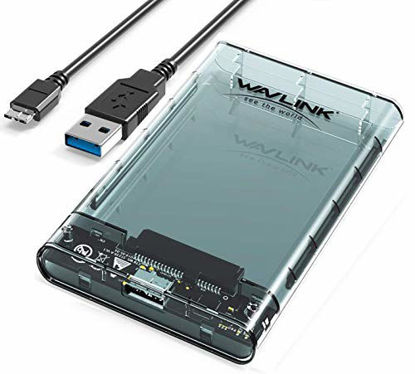 Picture of WAVLINK USB 3.0 to SATA External Hard Drive Enclosure for 2.5 inch 5mm/7mm/9.5mm SATA I/II/III HDD SSD Support UASP Function, Max 4TB Tool-Free Design