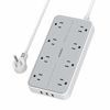 Picture of TESSAN Surge Protector with USB, Power Strip Flat Plug with 8 Widely Spaced AC Outlets and 3 Charging Ports, 1875W, 15A, 1080 Joules, Wall Mount Extension Cord 6 FT, Home and Office Accessories, Gray