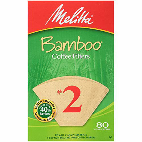 Picture of Melitta #2 Cone Coffee Filters, Bamboo, 80 Count (Pack of 6)