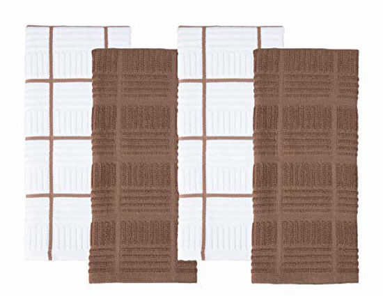 Sticky Toffee Cotton Terry Kitchen Dish Towel, Yellow, 4 Pack, 28 in x 16 in