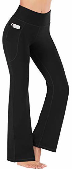 GetUSCart- Heathyoga Women Bootcut High Waist Yoga Pants with Pockets,  Black, X-Large