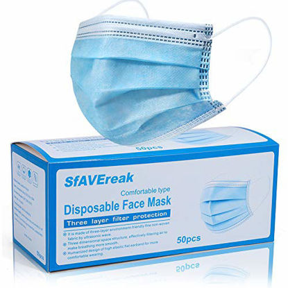 Picture of SfAVEreak Face Mask Disposable Blue (Pack of 50)