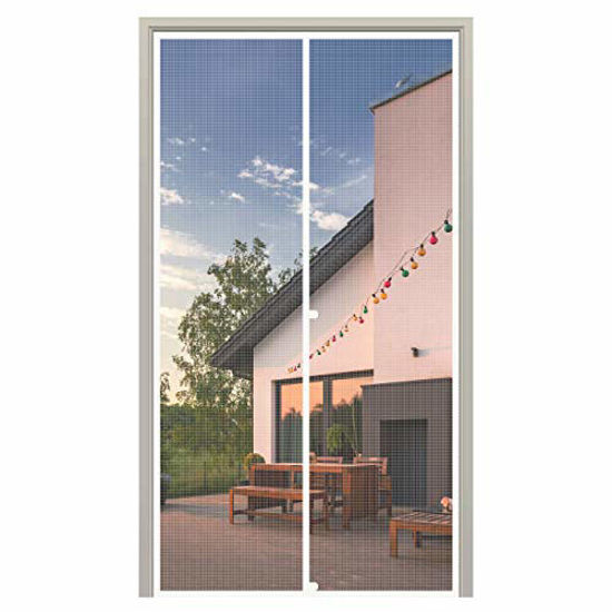 Picture of MAGZO Magnet Screen Door 38 x 96, Front Door Magnetic Mesh with Heavy Duty Fits Door Size up to 38"x96" Max-White