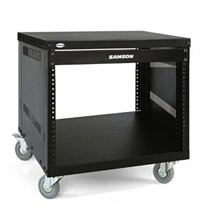 Picture of Samson SRK Universal Equipment Rack Stands 8 Space, 3-Inch Locking Casters Flanged Panel, 19-Inch, Black