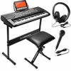 Picture of Hamzer 61-Key Portable Electronic Keyboard Piano with Stand, Stool, Headphones, Microphone & Sticker Sheet