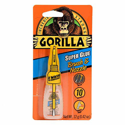 Picture of Gorilla Super Glue with Brush & Nozzle Applicator, 12 Gram, Clear, (Pack of 1)