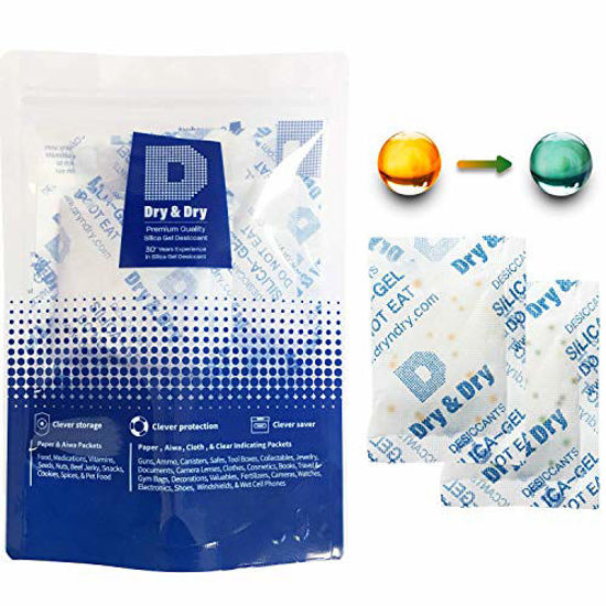 GetUSCart- Dry & Dry 20 Gram [5 Packs] Premium Desiccant Food Safe Orange  Indicating(Orange to Dark Green) Mixed Silica Gel Packets Dehumidifer -  Rechargeable Silica Packets for Moisture Absorbers