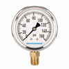 Picture of MEASUREMAN 2-1/2" Dial Size, Glycerin Filled Plumbing Pressure Gauge, 0-160psi, Stainless Steel Case, 1/4"NPT Lower Mount