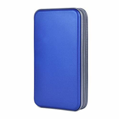 Picture of alavisxf xx CD Holder, 72 Capacity CD/DVD Case Holder Portable Wallet Storage Organizer Hard Plastic Protective Storage Holder for Car Travel(72 Capacity, Blue 72)