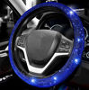 Picture of Valleycomfy Steering Wheel Cover for Women Bling Bling Crystal Diamond Sparkling Car SUV Wheel Protector Universal Fit 15 Inch (Black with Blue Diamond,Standard Size(14" 1/2-15" 1/4))