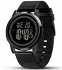 Picture of YUINK Men's Ultra-Thin Stainless Steel Digital Sports Watch, Multifunctional Chronograph Minimalist Waterproof - Fashion Wrist Watch for Men (Black)