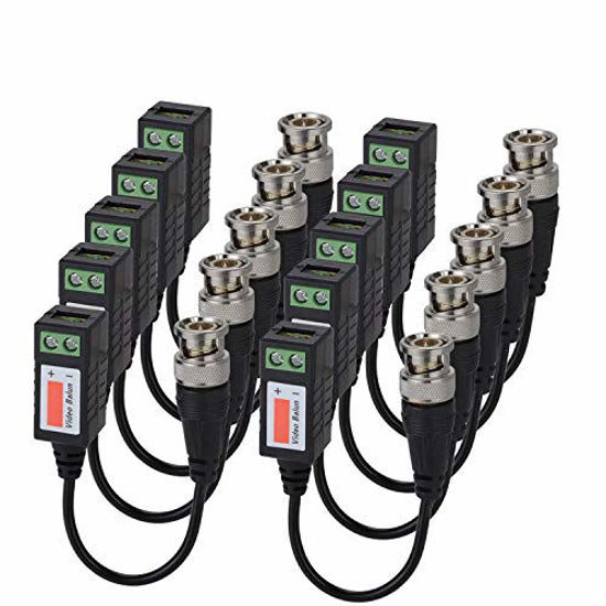 Picture of Video Balun Connectors Passive 8 Pairs Cat5 HD Mini CCTV BNC Video Balun Transceiver Cable for BNC Male Cable via CAT5/5E/6 Twisted Pair Transmitter CCTV Security Camera System