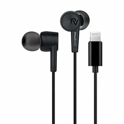 Picture of PALOVUE Lightning Headphones Earphones Earbuds Compatible iPhone 12 11 Pro Max iPhone X XS Max XR iPhone 8 Plus iPhone 7 Plus MFi Certified with Microphone Controller SweetFlow Black