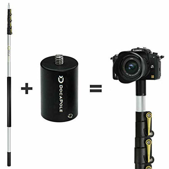 Picture of DocaPole 24 Foot Camera Pole - 6-24 ft Extension Pole + Camera Adapter for GoPro, Camera or Video Camera | Provides up to 30 Feet of Reach | Painters Pole Camera Adapter