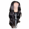 Picture of 4x4 Lace Front Wig Human Hair Body Wave Lace Closure Wig Brazilian Virgin Hair Body Wave Front Lace Wigs Human Hair Wavy Human Hair Wig Human Hair Lace Front Wigs Pre Plucked Bleached Knots 24 Inch