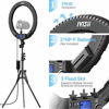 Picture of IVISII 19 inch Ring Light with Remote Controller and Stand ipad Holder,60W Bi-Color with 4 Color Soft Filters for Live Stream/Makeup/YouTube Video/TikTok/Zoom/Photography