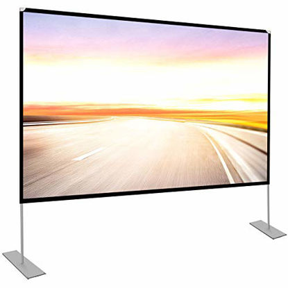 Picture of Projector Screen with Stand 100 inch Portable Projection Screen 16:9 4K HD Rear Front Projections Movies Screen for Indoor Outdoor Home Theater Backyard Cinema Trave