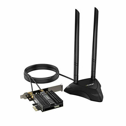 Picture of EDUP PCIe WiFi 6 Card for Desktop PC, 3000Mbps 802.11AX Dual Band Wireless Bluetooth 5.1 Adapter with Magnetic Antenna Base, MU-MIMO, OFDMA, Advanced Heat Sink Support Windows 10 64bit