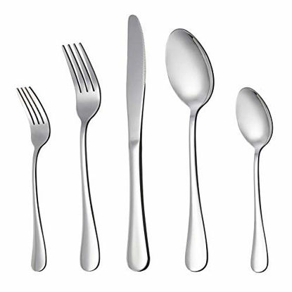 Picture of LIANYU 20 Piece Silverware Flatware Cutlery Set, Stainless Steel Utensils Service for 4, Include Knife Fork Spoon, Mirror Polished, Dishwasher Safe