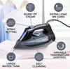 Picture of Professional Grade 1700W Steam Iron for Clothes with Rapid Even Heat Scratch Resistant Stainless Steel Sole Plate, True Position Axial Aligned Steam Holes, Self-Cleaning Function