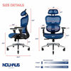 Picture of NOUHAUS Ergo3D Ergonomic Office Chair - Rolling Desk Chair with 4D Adjustable Armrest, 3D Lumbar Support and Blade Wheels - Mesh Computer Chair, Gaming Chairs, Executive Swivel Chair (Blue)