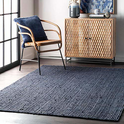Picture of nuLOOM Rigo Hand Woven Jute Accent Rug, 2' x 3', Navy