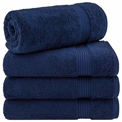 Picture of United Home Textile - Bath Hand Washcloth Towel Set (Navy Blue, 4 Pack - Bath Towels)
