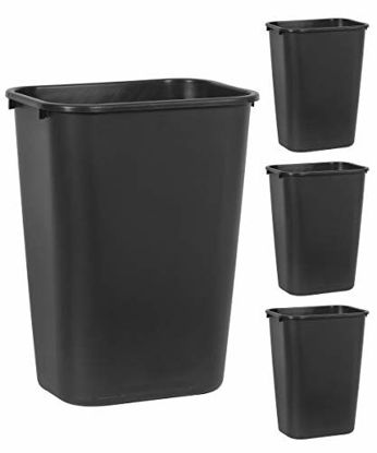 Picture of Rubbermaid Commercial Products Plastic Resin Wastebasket Trash Can for Bedroom Bathroom, Office, 10 Gallon/41 Quart, Black (Pack of 4)