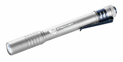 Picture of Streamlight 66121 Stylus Pro PenLight with White LED and Holster, Silver/White- 100 Lumens