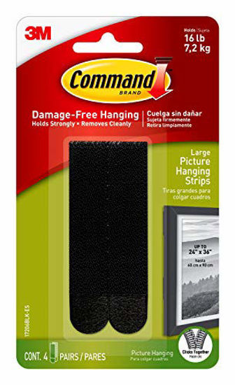 Picture of Command Picture Hanging Strips Heavy Duty, Large, Black, Holds 16 lbs, 4-Pairs (17206BLK-ES)