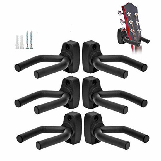 Picture of 6 Pcs Guitar Hangers Keep Hook Holder Wall Mount for All Size Guitars, Bass, Mandolin, Banjo