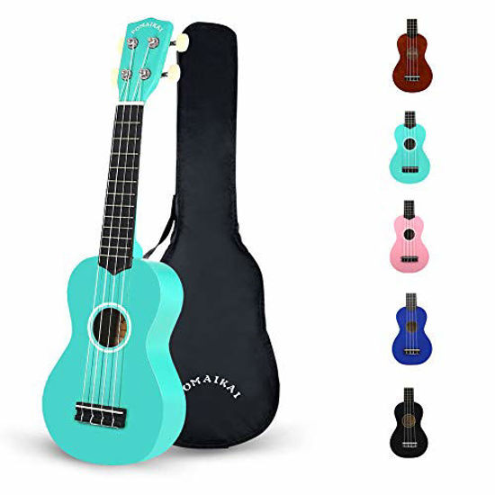 Picture of POMAIKAI Soprano Wood Ukulele kid Starter Uke Hawaii kids Guitar 21 Inch with Gig Bag for kids Students and Beginners (Blue)