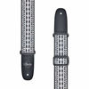 Picture of Amumu Hootenanny Embroidery Guitar Strap Black White Cotton for Acoustic, Electric and Bass Guitars with Strap Blocks & Headstock Strap Tie - 2" Wide