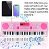 Picture of WOSTOO Electric Keyboard Piano for Kids-Portable 61 Key Electronic Musical Karaoke Keyboard, Learning Keyboard for Children w/Drum Pad, Recording, Microphone, Pink