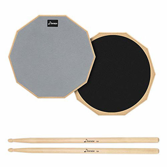 Picture of Donner Drum Practice Pad, 8 Inch Double Sided Silent Drum Pad With Drumsticks, Gray