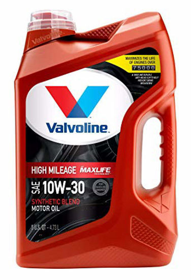 Picture of Valvoline High Mileage with MaxLife Technology SAE 10W-30 Synthetic Blend Motor Oil 5 QT