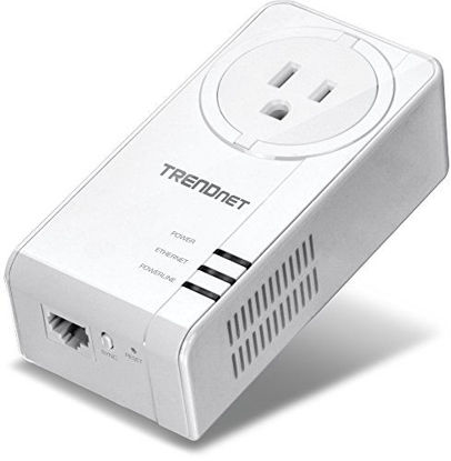 Picture of TRENDnet Powerline 1300 AV2 Adapter with Built-in Outlet, Gigabit Port, IEEE 1905.1 & IEEE 1901, Range Up to 300m (984 ft.), TPL-423E, White