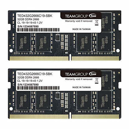 Picture of TEAMGROUP Elite DDR4 16GB Kit (2 x 8GB) 2666MHz PC4-21300 CL19 Unbuffered Non-ECC 1.2V SODIMM 260-Pin Laptop Notebook PC Computer Memory Module Ram Upgrade - TED416G2666C19DC-S01-16GB Kit (2 x 8GB)
