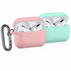 Picture of [2 Pack] SNBLK Designed for Airpods Pro Case Cover Silicone Protective Charging Case Skin with Keychain Compatible for Apple Airpods Pro 2019, (Front LED Visible) Pink/Mint Green